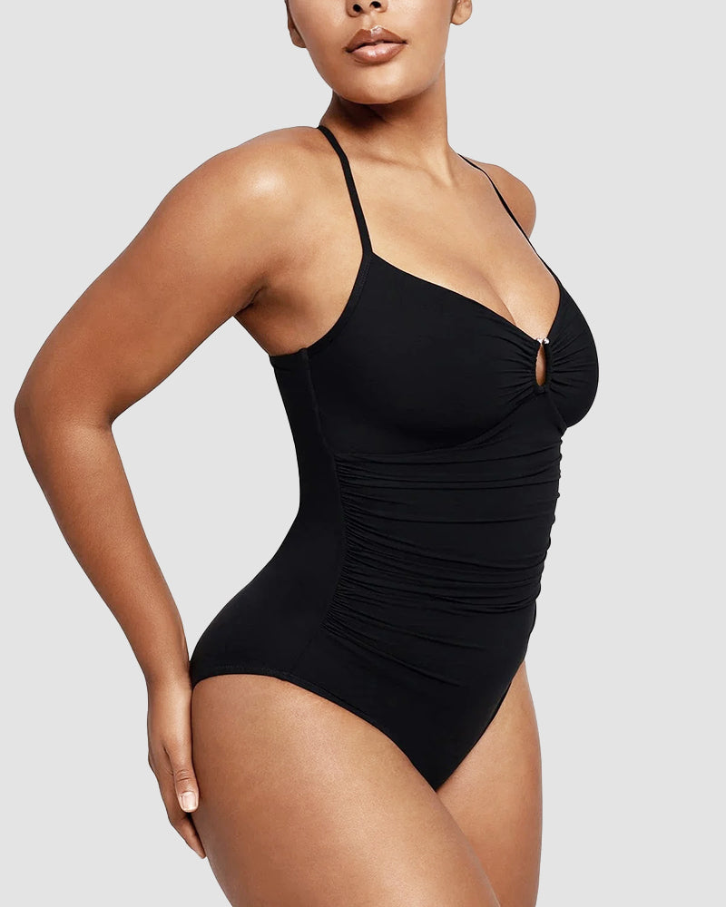 Keyhole Ruched One-Piece Swimsuit | Sculpting Fit | Subtle Luxe Detail