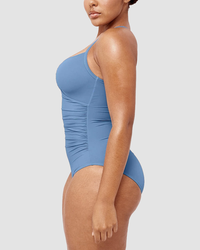 Keyhole Ruched One-Piece Swimsuit | Sculpting Fit | Subtle Luxe Detail