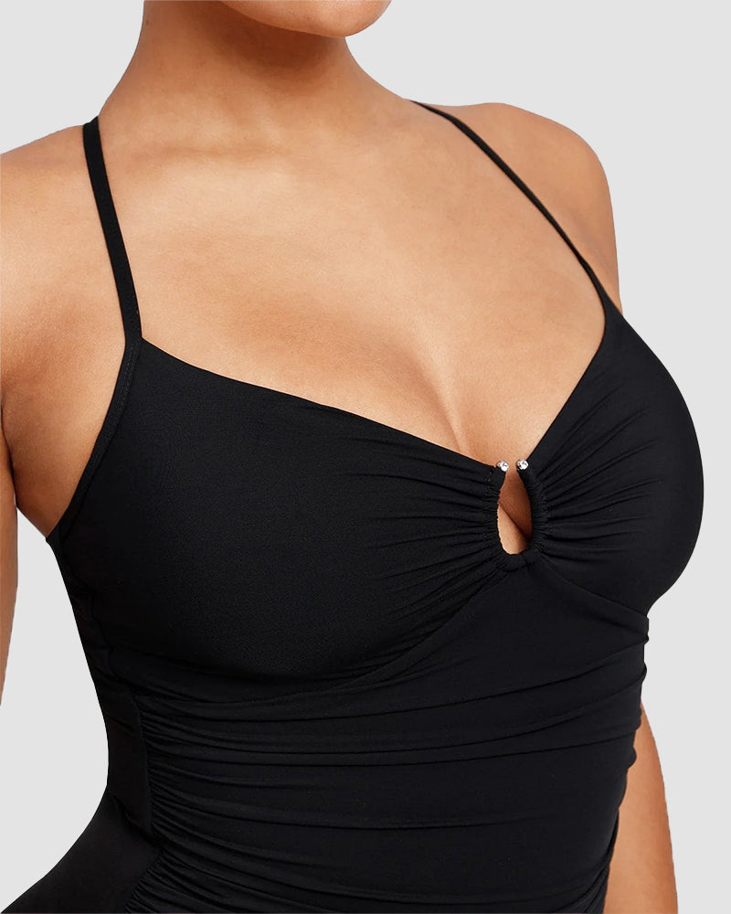 Keyhole Ruched One-Piece Swimsuit | Sculpting Fit | Subtle Luxe Detail