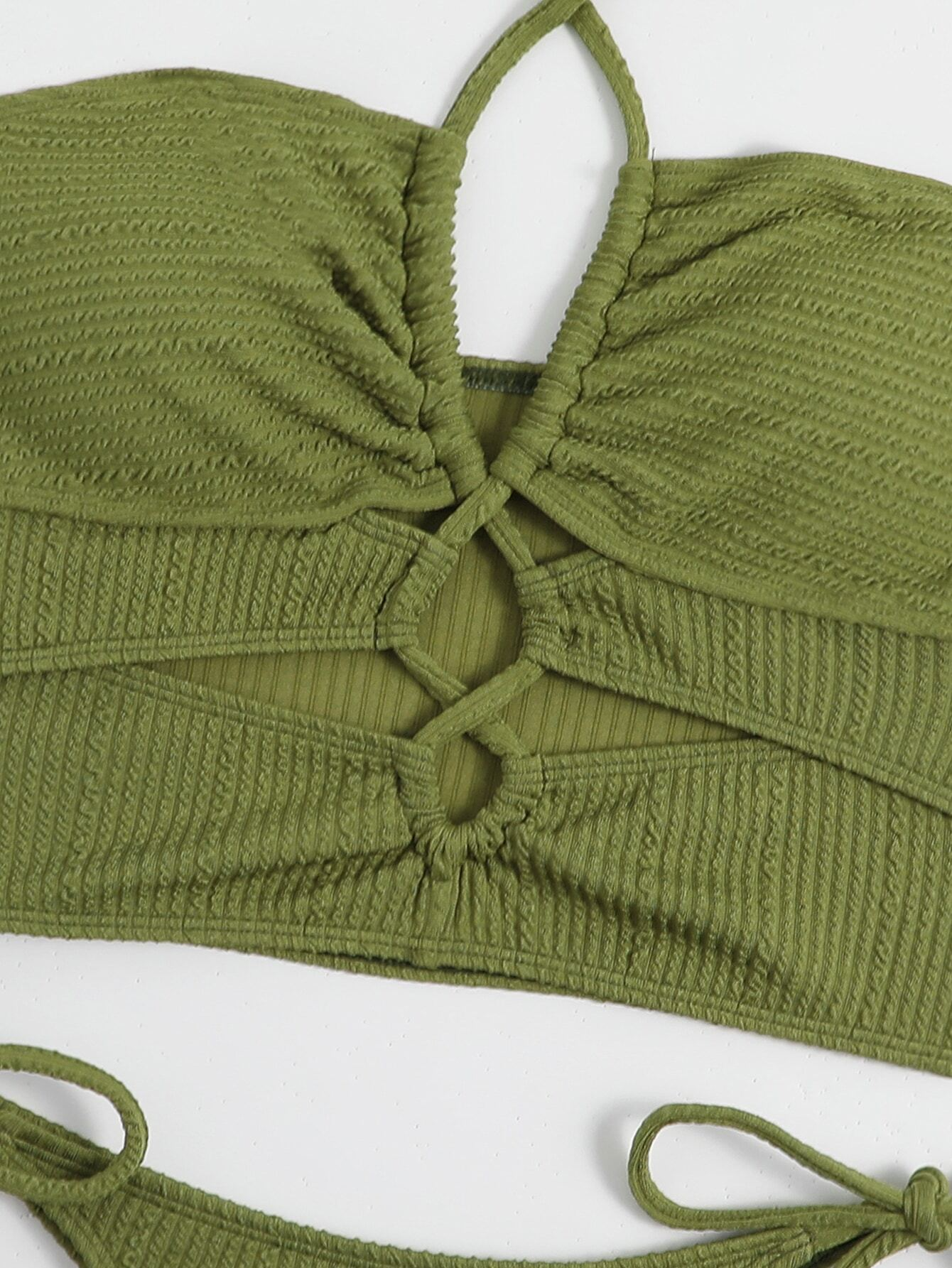 Soleil Cut-Out Set | Ruched Texture | Halter Bandeau Bikini
