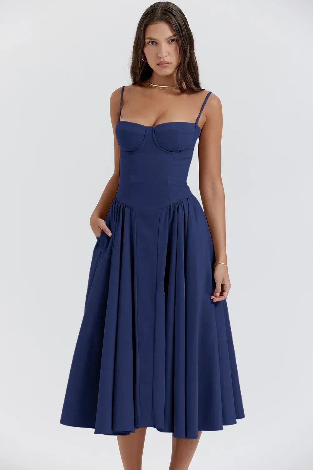 Strapless Midi Dress | Elegant | A-Line Silhouette