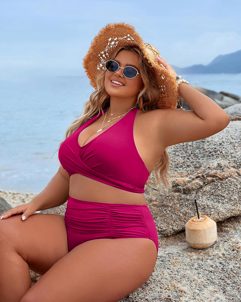 TwistFit Bikini Set | V-Neck Wrap Top | High-Waisted Bottom