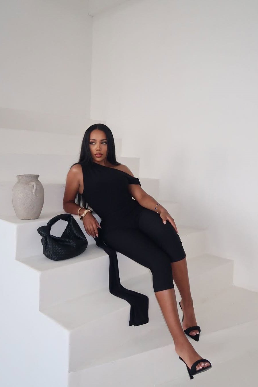 Black One-Shoulder Biker Romper | Sculpted Fit | Modern Minimalist Edge