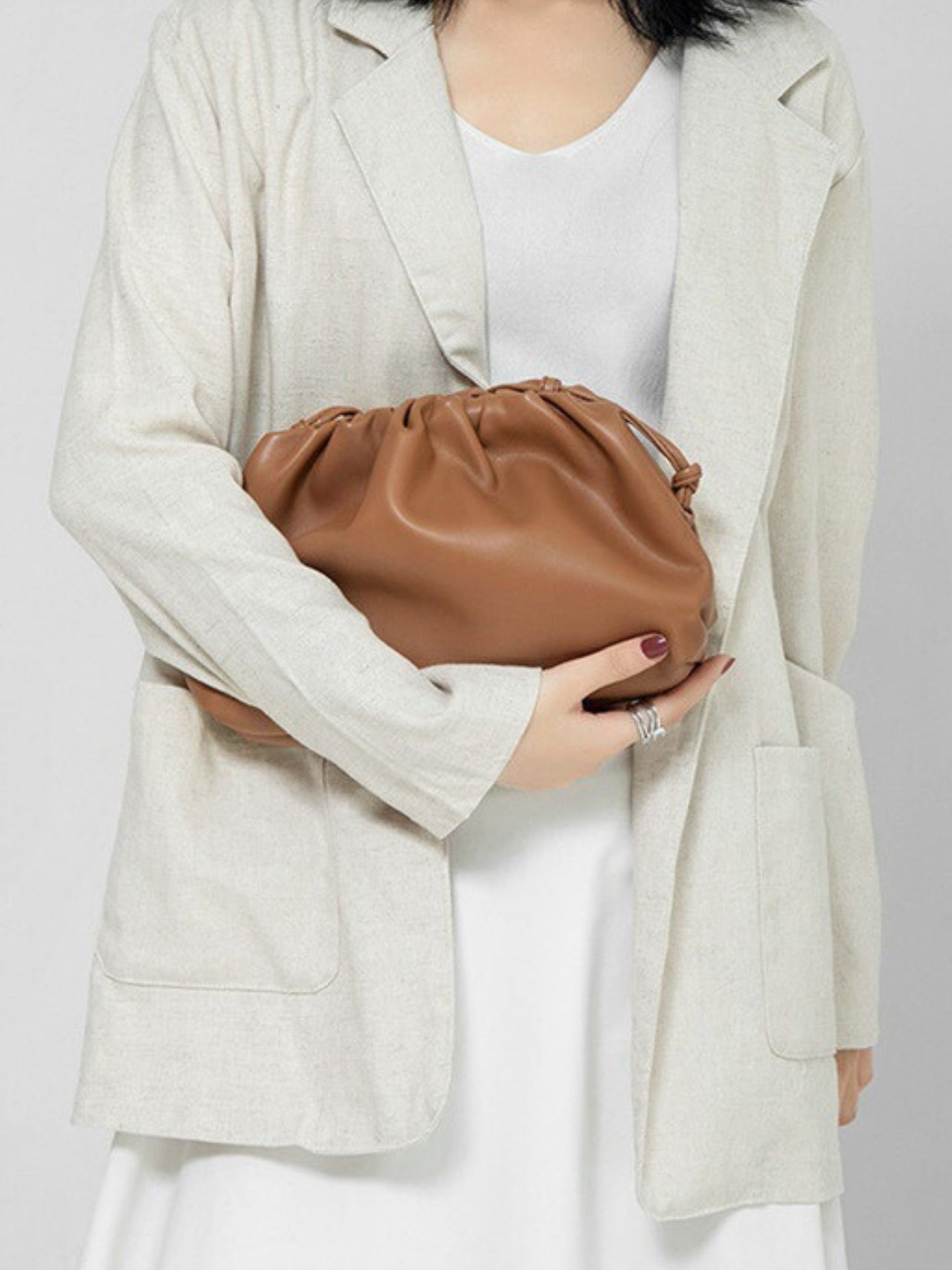 Drawstring Pouch Bag | Faux Leather | Convertible Crossbody Design
