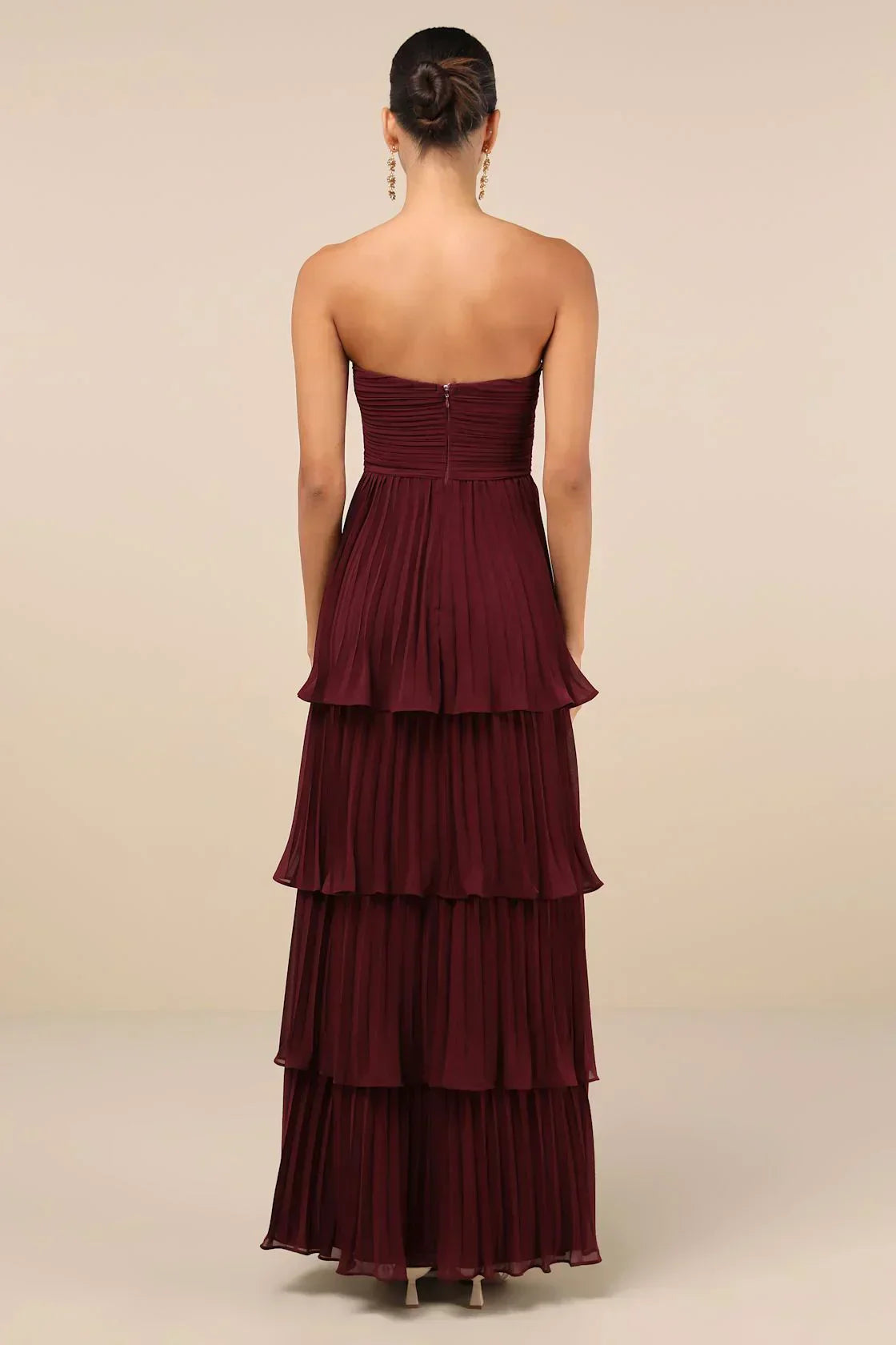 Women's Strapless Tiered Ruffle Gown | Elegant & Flowing | Formal Wear