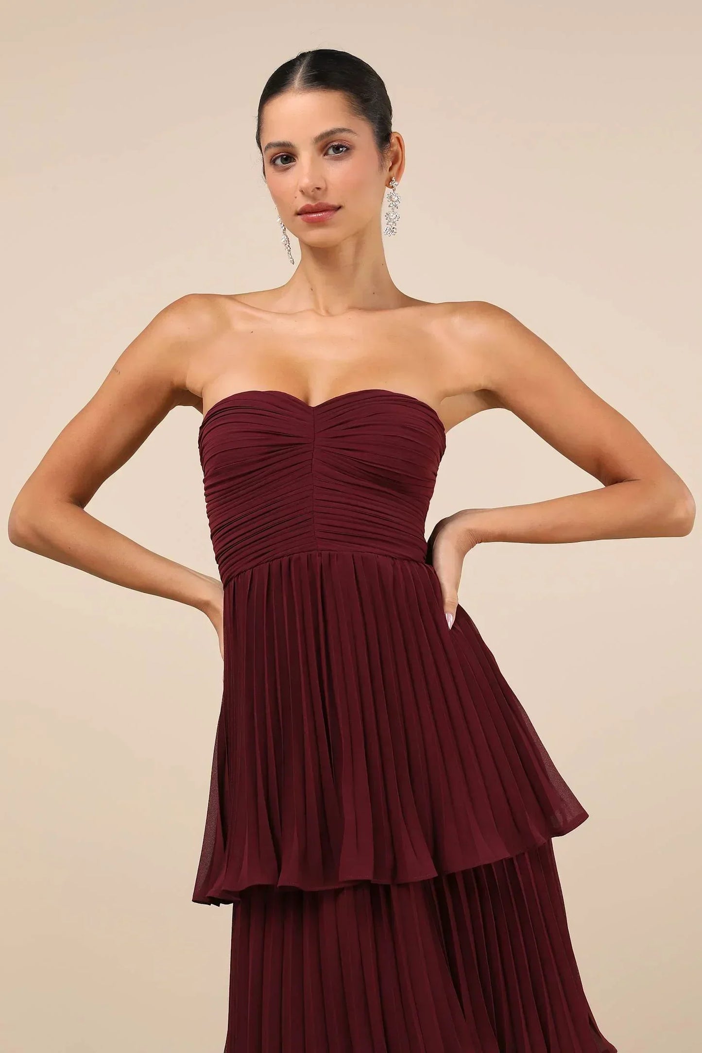Women's Strapless Tiered Ruffle Gown | Elegant & Flowing | Formal Wear