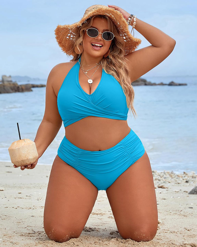 TwistFit Bikini Set | V-Neck Wrap Top | High-Waisted Bottom