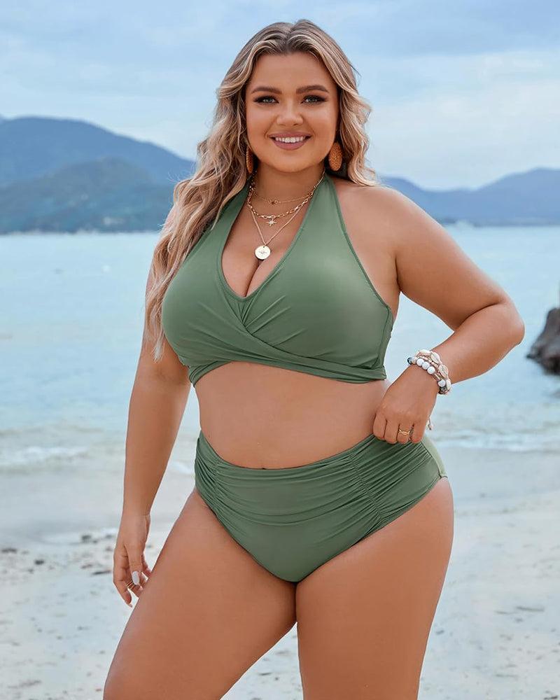 TwistFit Bikini Set | V-Neck Wrap Top | High-Waisted Bottom
