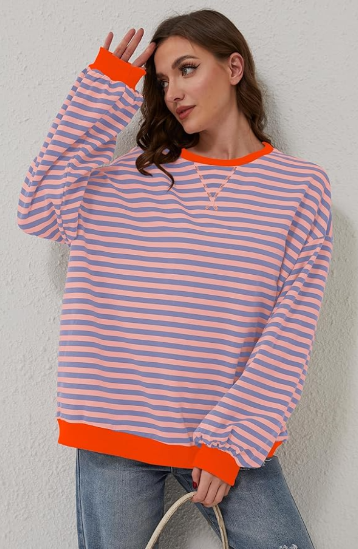 Striped Oversized Sweatshirt | Laid-Back Cool | Colorful & Comfy