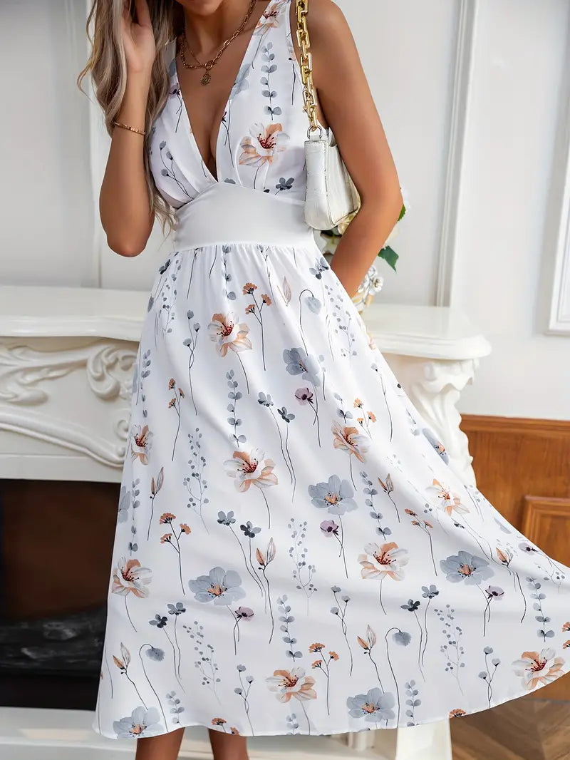 Women’s Floral Maxi Dress | V-Neck | Elegant & Flowy