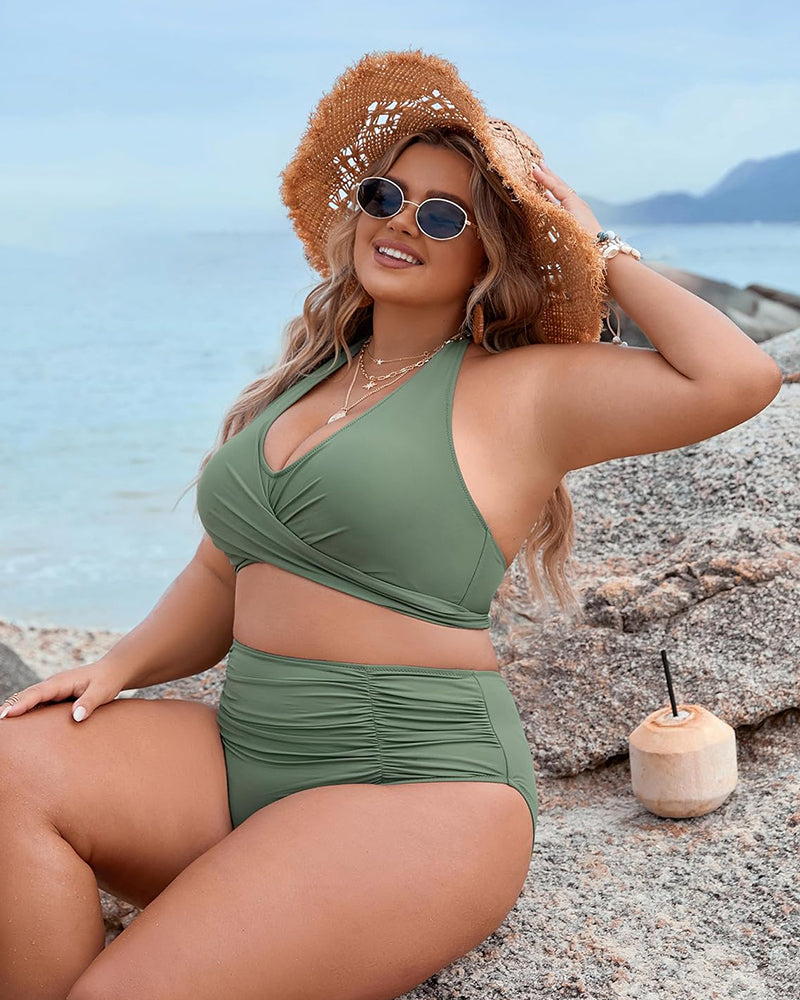 TwistFit Bikini Set | V-Neck Wrap Top | High-Waisted Bottom