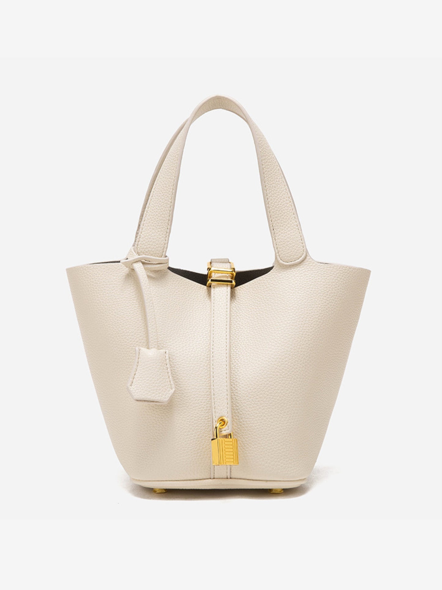 Structured Bucket Tote | Faux Leather | Padlock Detail