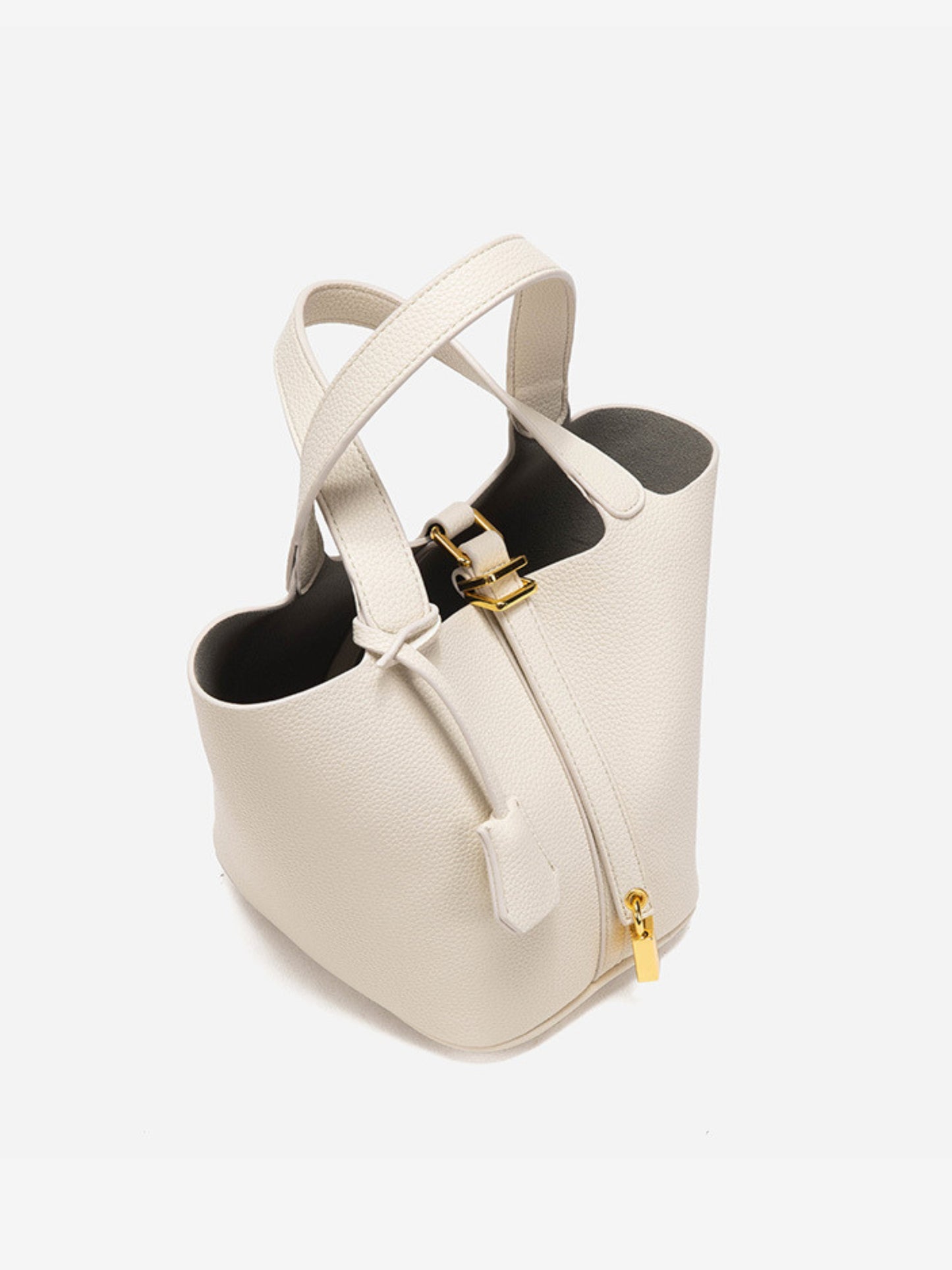 Structured Bucket Tote | Faux Leather | Padlock Detail