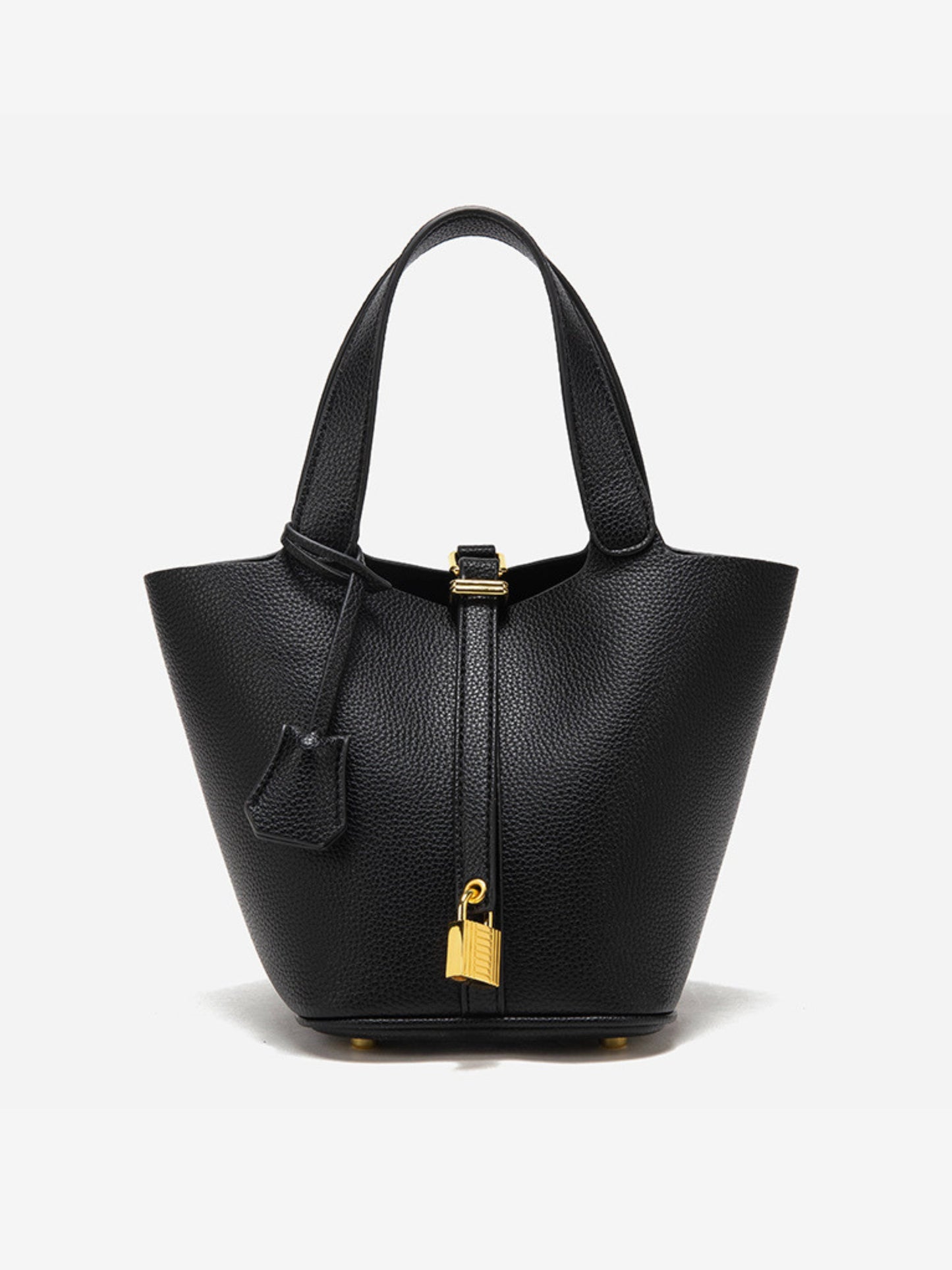 Structured Bucket Tote | Faux Leather | Padlock Detail