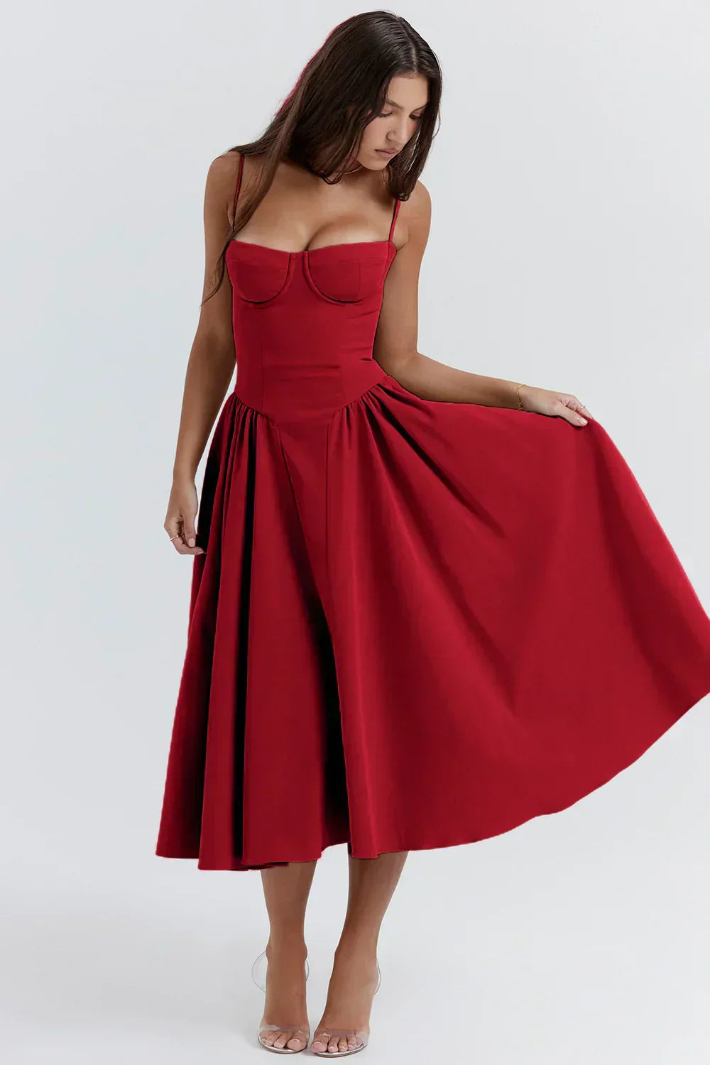 Strapless Midi Dress | Elegant | A-Line Silhouette