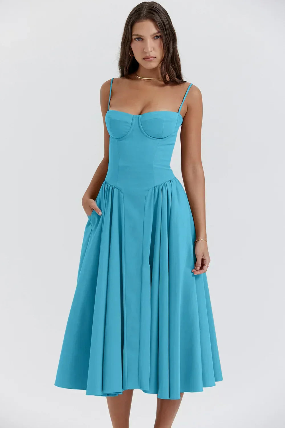 Strapless Midi Dress | Elegant | A-Line Silhouette