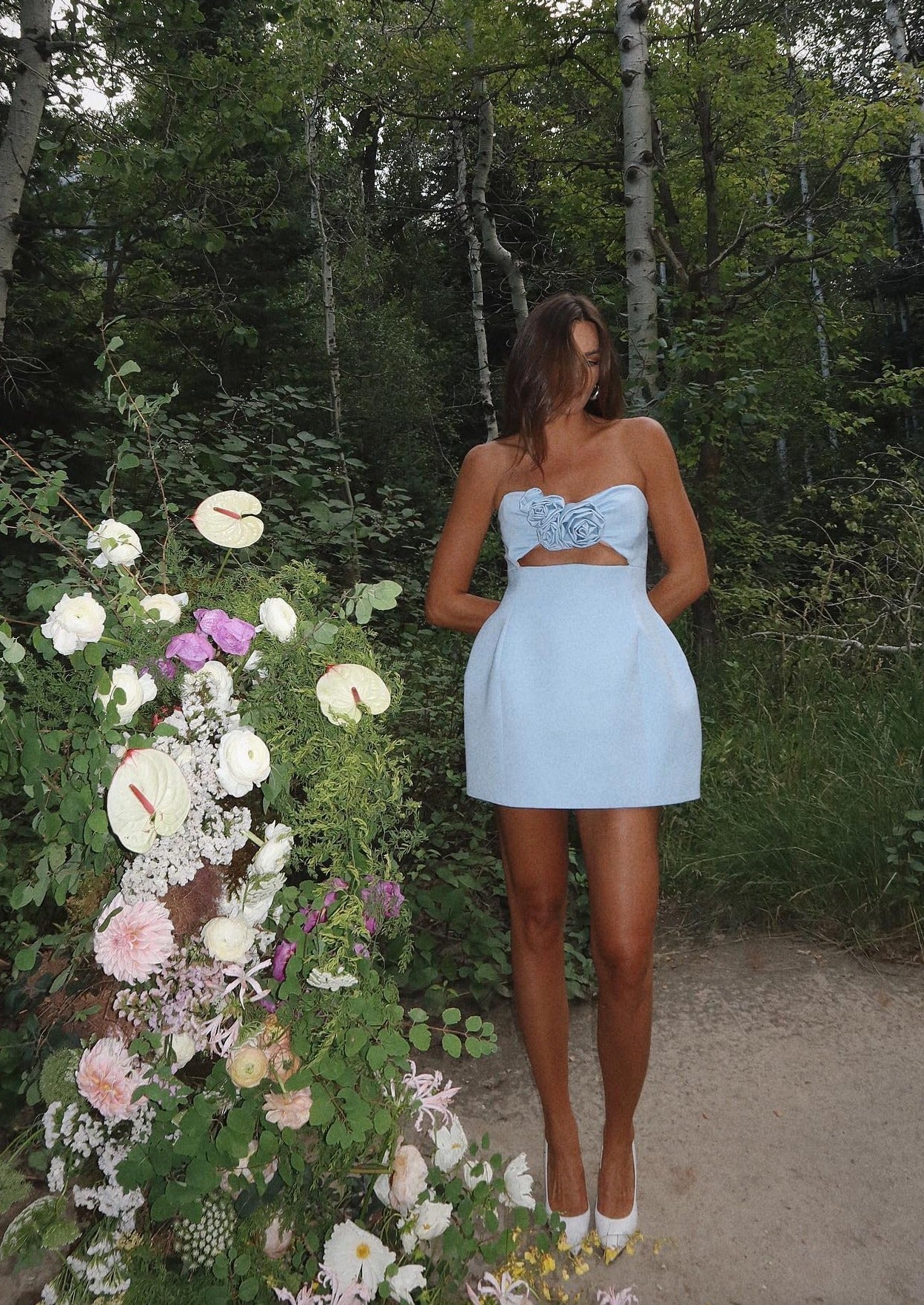 Floral Appliqué Mini Dress | Romantic & Elegant | Strapless A-Line