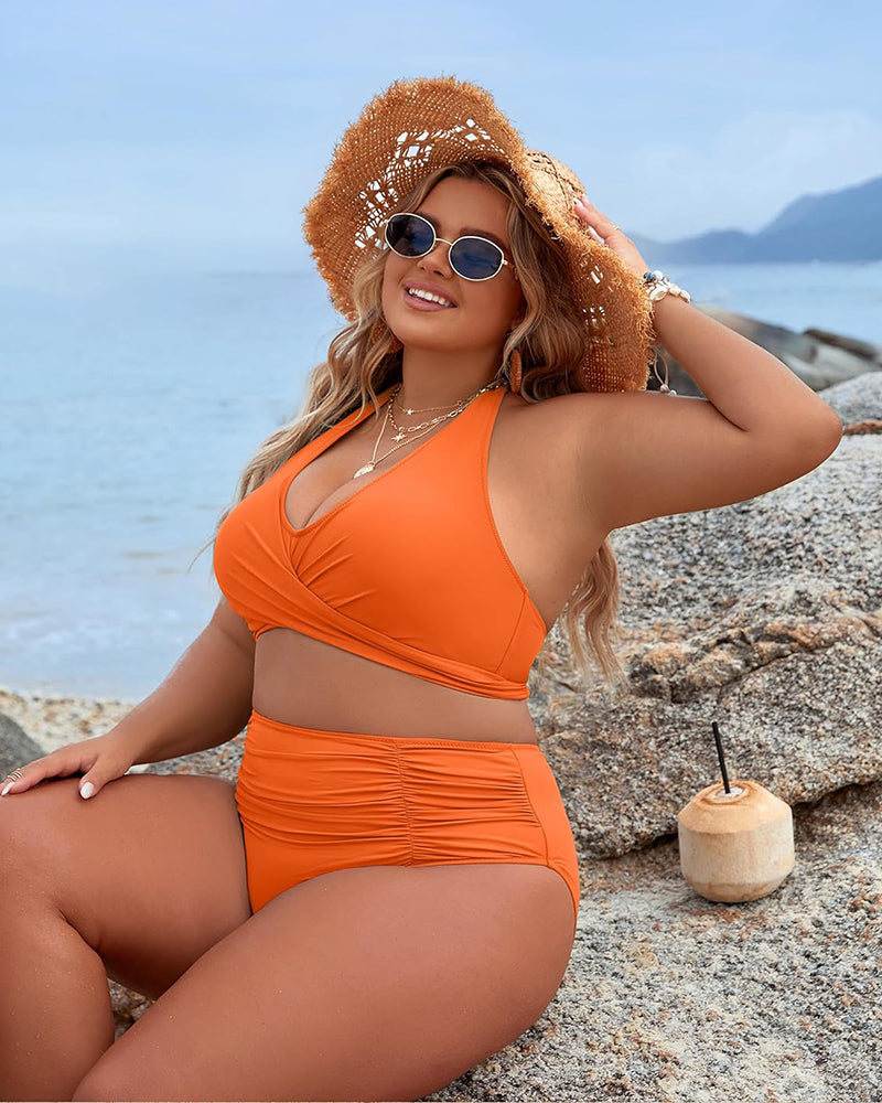 TwistFit Bikini Set | V-Neck Wrap Top | High-Waisted Bottom