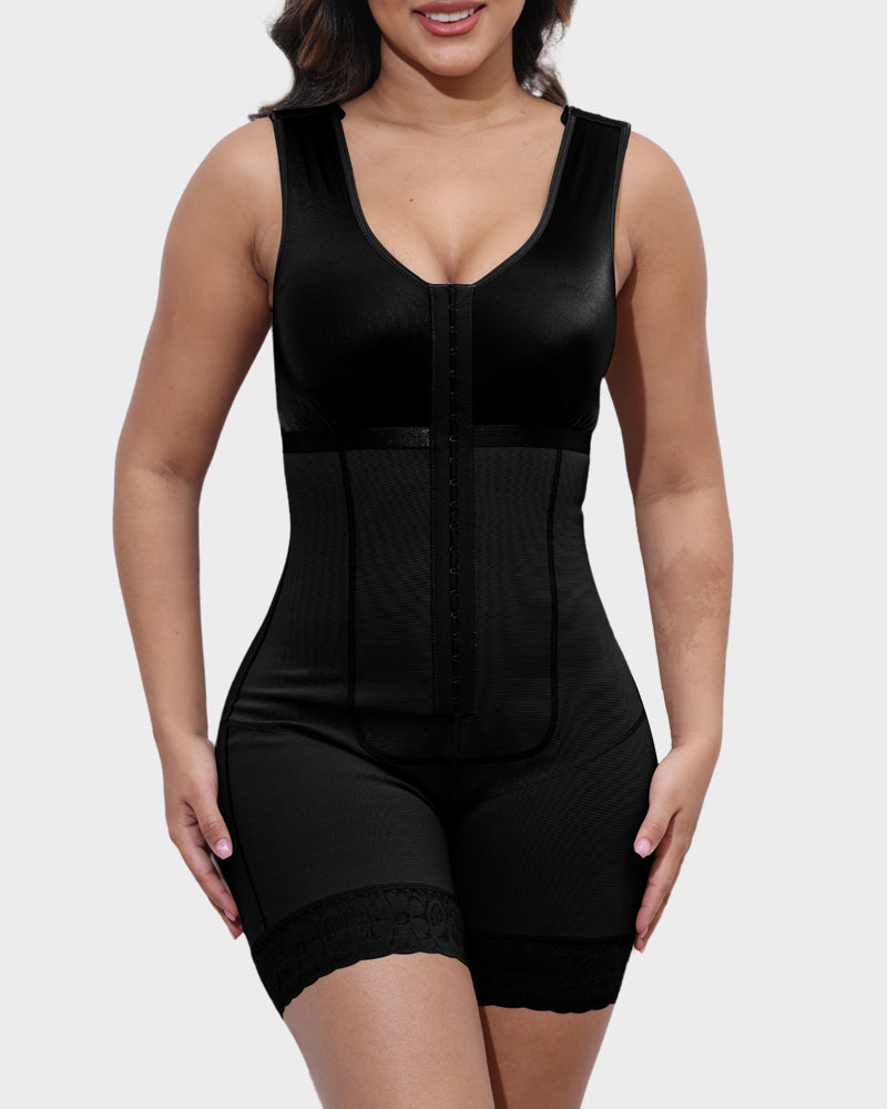 ContourCurve Bodysuit | Full Body Shaper | Zipper Front & Lace Trim