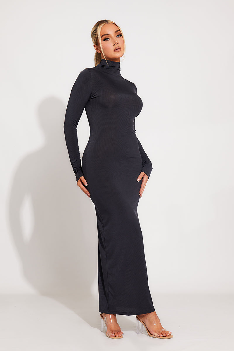 Black High-Neck Maxi Dress | Elegant & Timeless | Effortless Chic