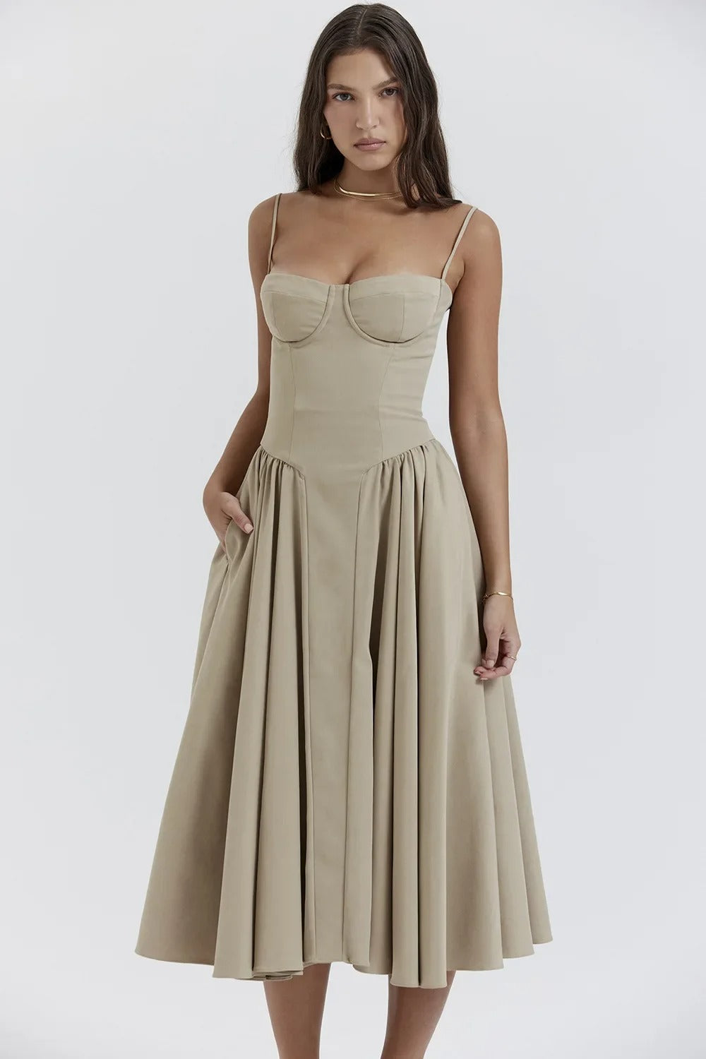 Strapless Midi Dress | Elegant | A-Line Silhouette
