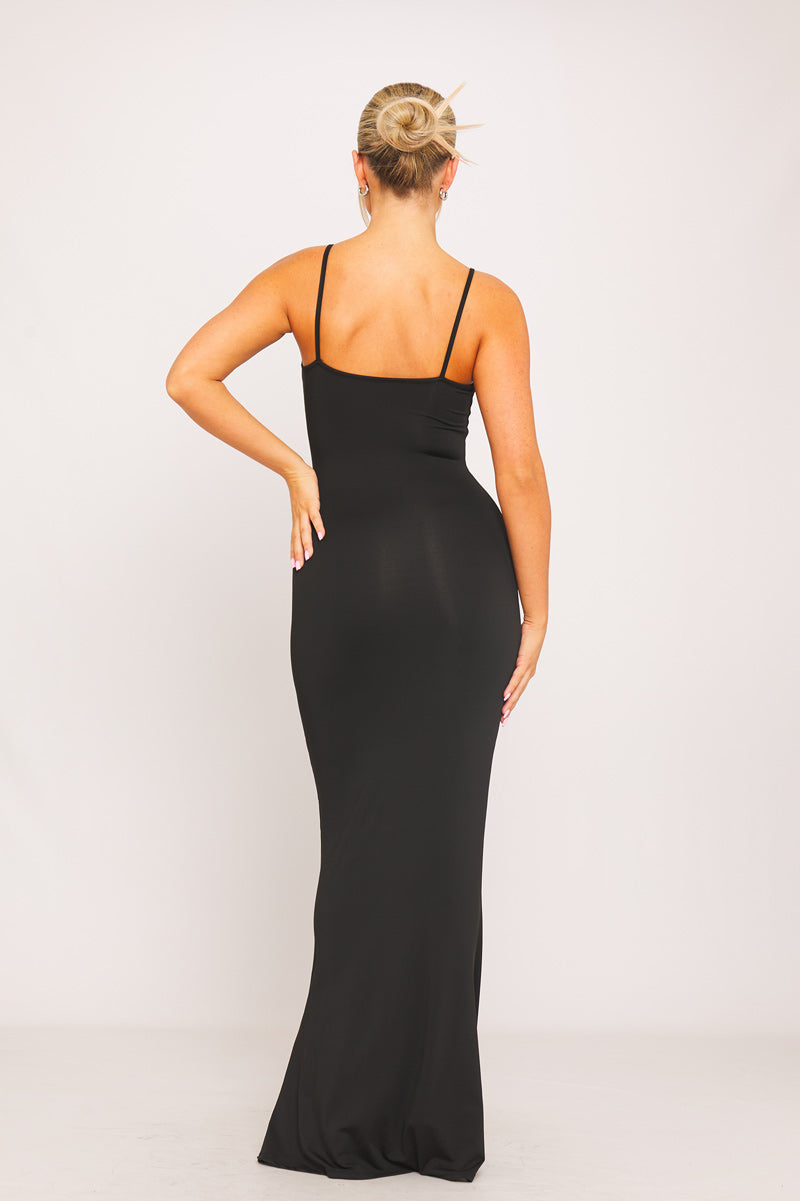 Black Strappy Bodycon Maxi Dress | Sleek & Timeless | Effortless Elegance