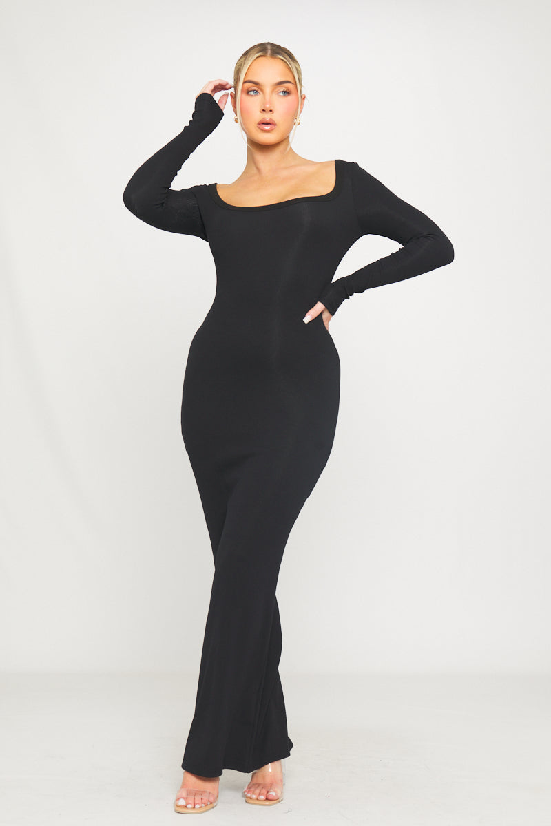 Black Off-Shoulder Bodycon Maxi Dress | Elegant & Timeless | Effortless Glam