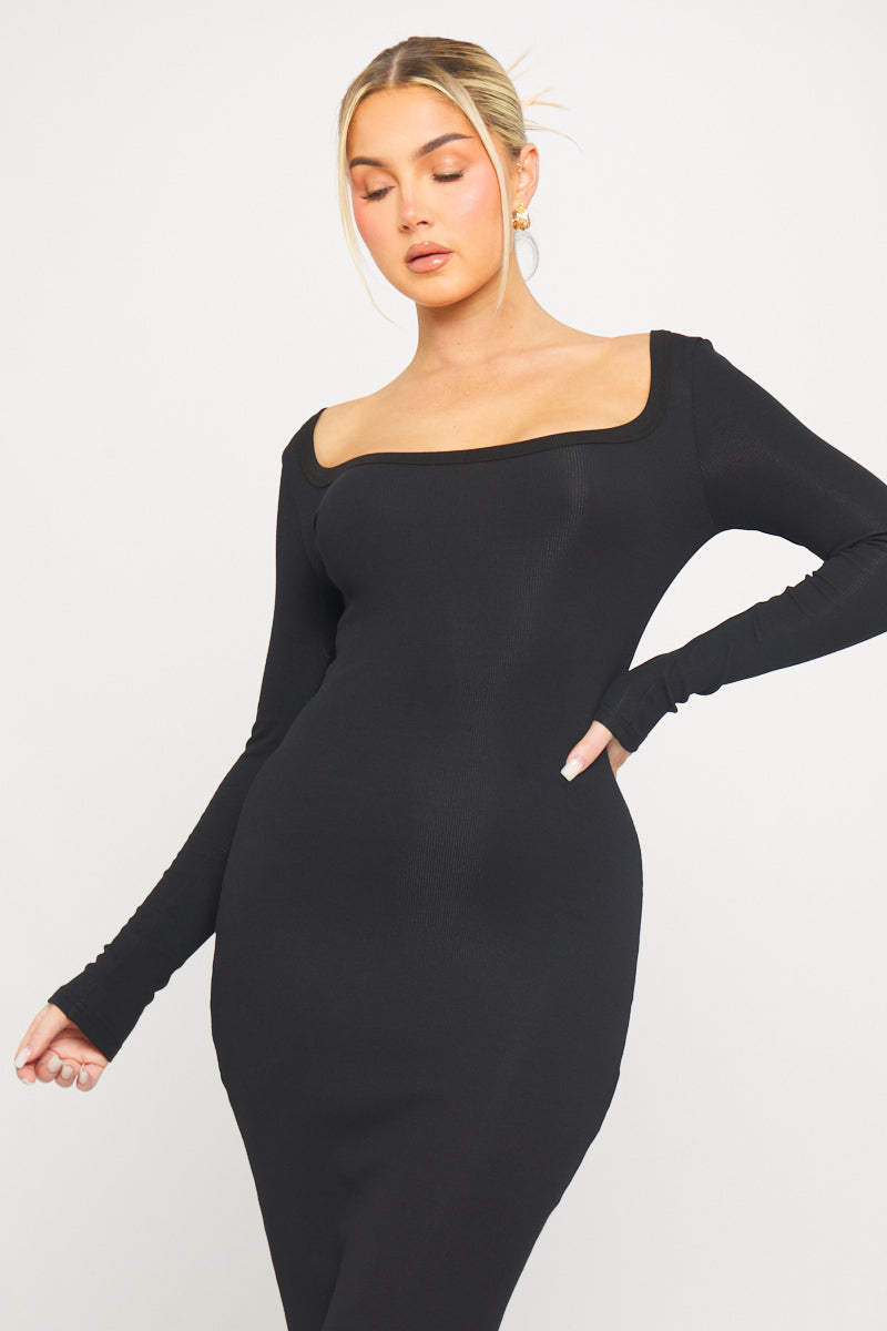 Black Off-Shoulder Bodycon Maxi Dress | Elegant & Timeless | Effortless Glam