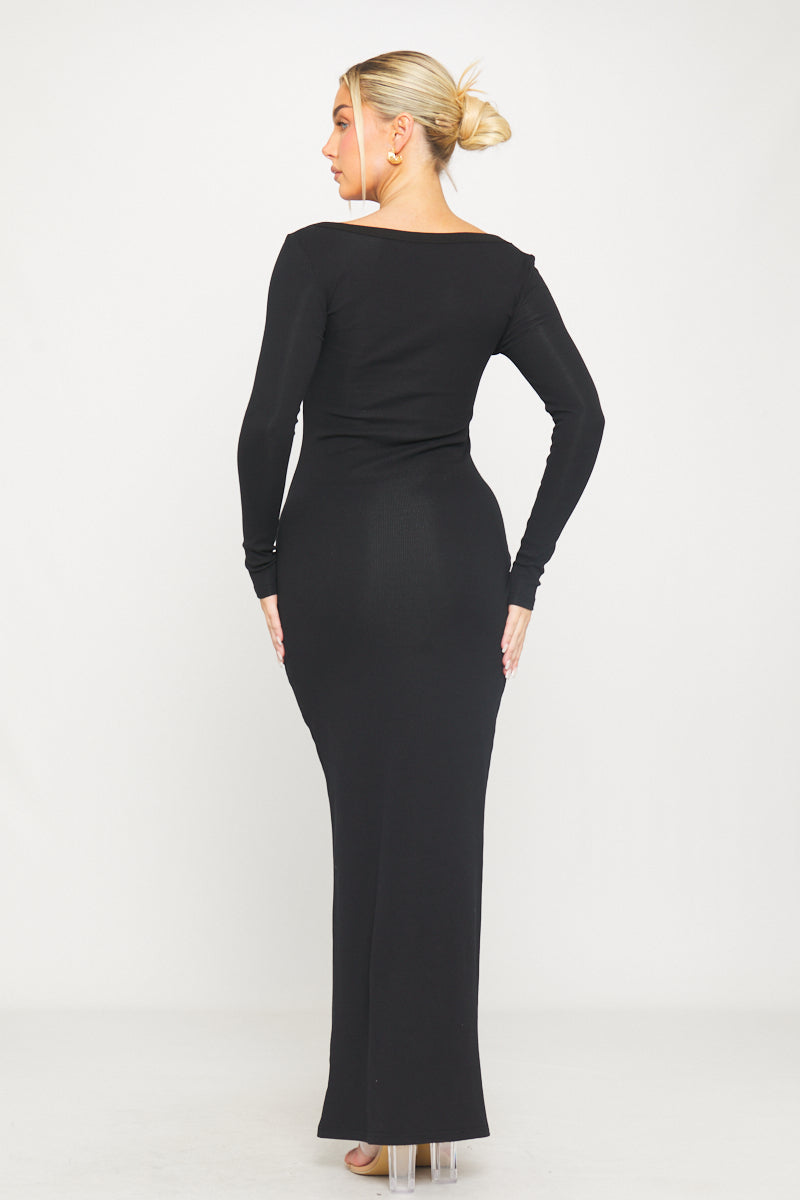 Black Off-Shoulder Bodycon Maxi Dress | Elegant & Timeless | Effortless Glam
