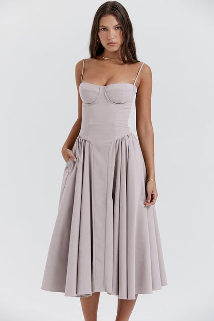Strapless Midi Dress | Elegant | A-Line Silhouette