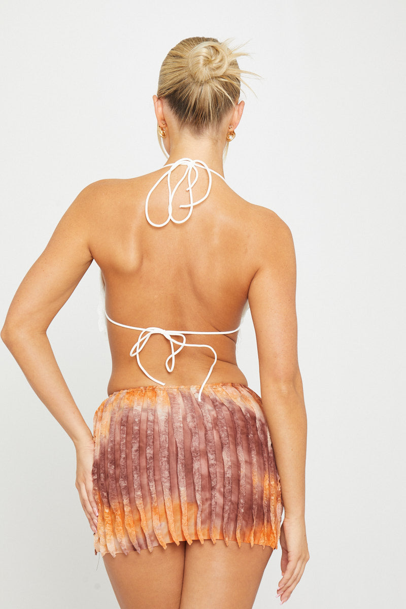 Sunset Tie-Dye Skirt | Ruched Mini Fit | Vibrant Ombre Hues