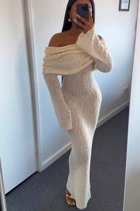Off-Shoulder Knit Maxi Dress | Luxe & Cozy | Effortless Elegance