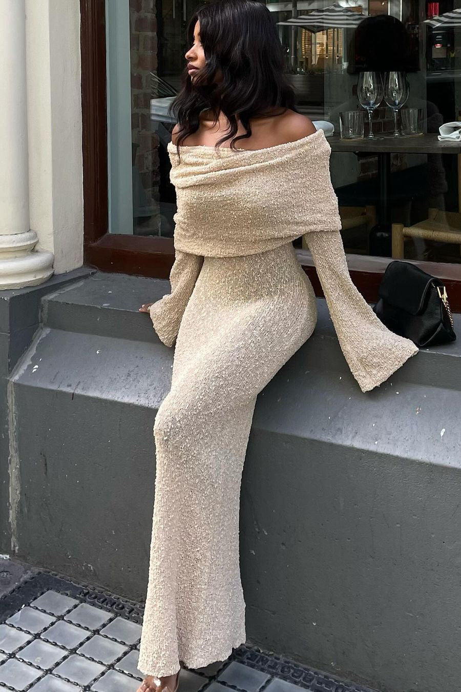 Off-Shoulder Knit Maxi Dress | Luxe & Feminine | Neutral Elegance