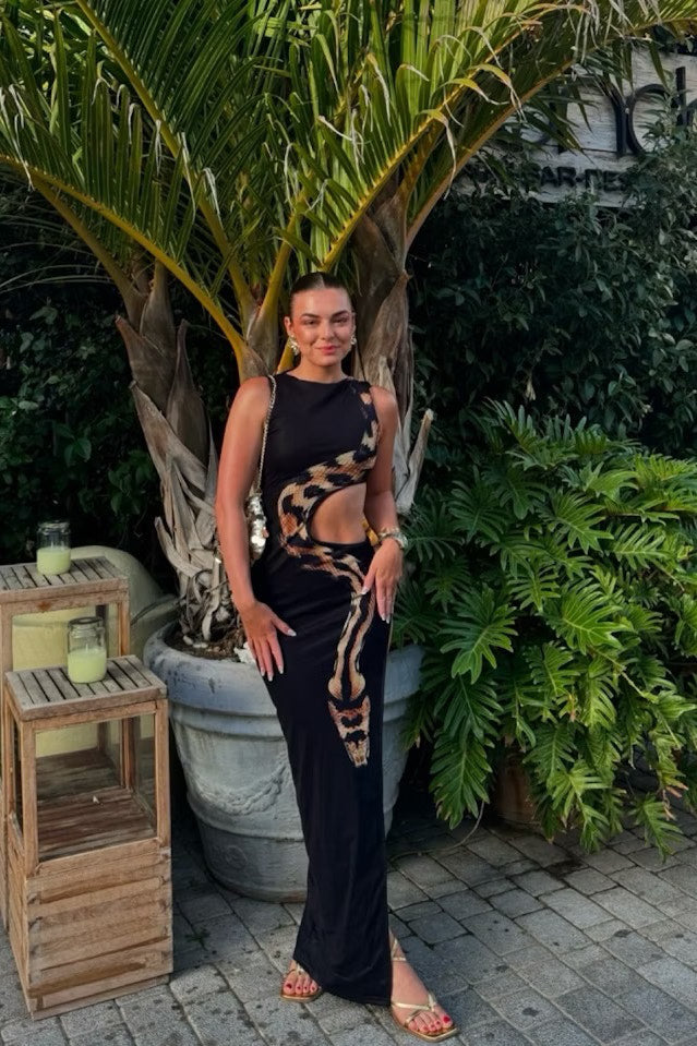 Abstract Print Cutout Maxi Dress | Bold & Sultry | Statement Piece