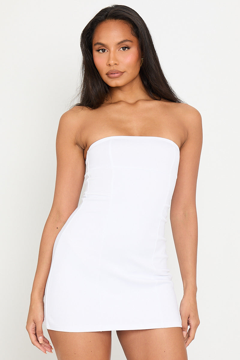 White Strapless Bodycon Mini Dress | Sleek & Chic | Effortless Glam