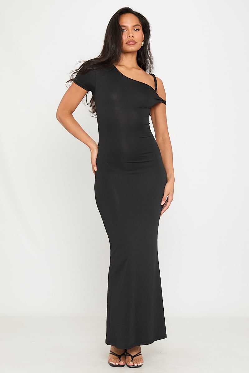 Black Off-Shoulder Maxi Dress | Sleek & Sophisticated | Timeless Elegance