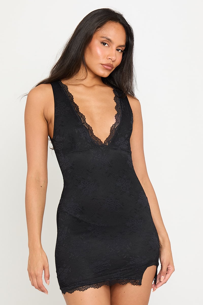 Black Satin Ruffle Mini Dress | Flirty & Elegant | Night-Out Essential