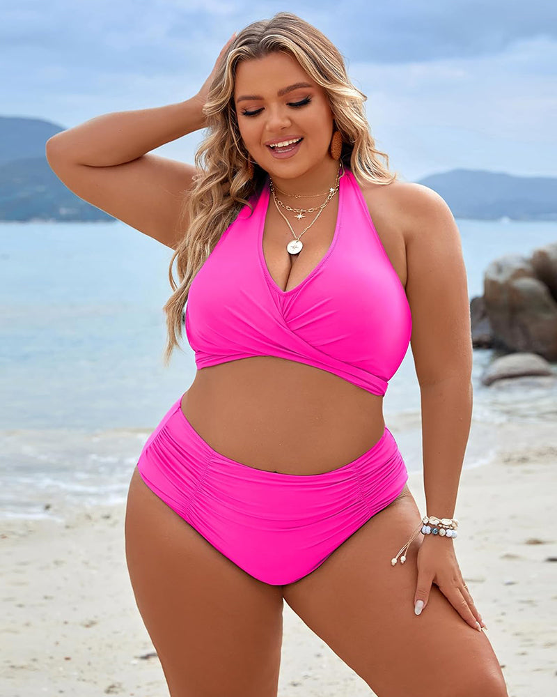 TwistFit Bikini Set | V-Neck Wrap Top | High-Waisted Bottom