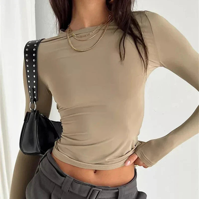 Basic Long Sleeve Top | Stretchy Ribbed Knit | Everyday Essential