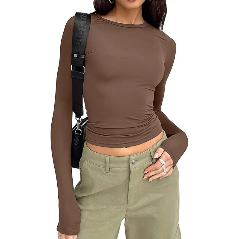 Basic Long Sleeve Top | Stretchy Ribbed Knit | Everyday Essential