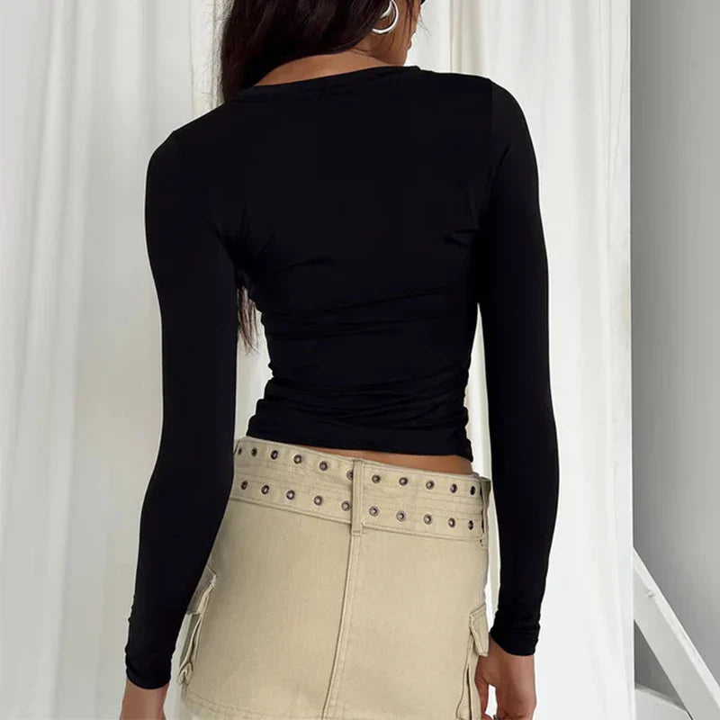 Basic Long Sleeve Top | Stretchy Ribbed Knit | Everyday Essential