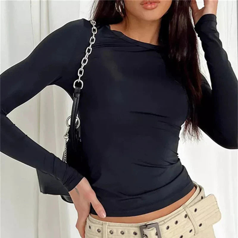 Basic Long Sleeve Top | Stretchy Ribbed Knit | Everyday Essential
