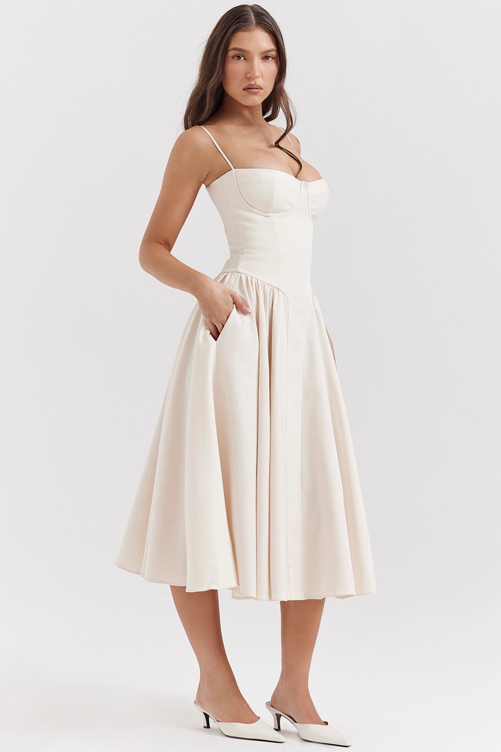Strapless Midi Dress | Elegant | A-Line Silhouette