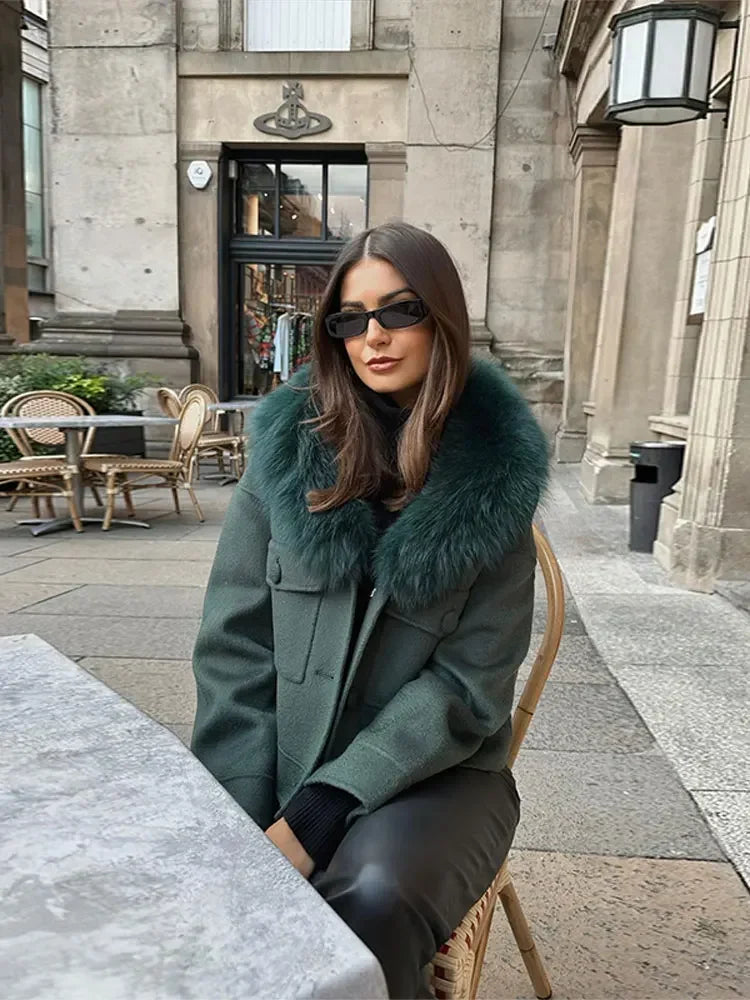Wool Jacket with Faux Fur Collar | Chic & Warm | Timeless Elegance