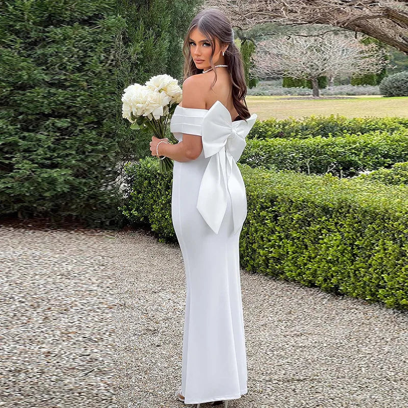 Off-Shoulder Maxi Dress | Elegant | Bow Detail