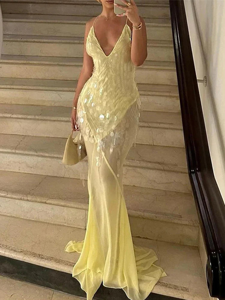 Chiffon Maxi Dress | Elegant | Embellished Evening Gown