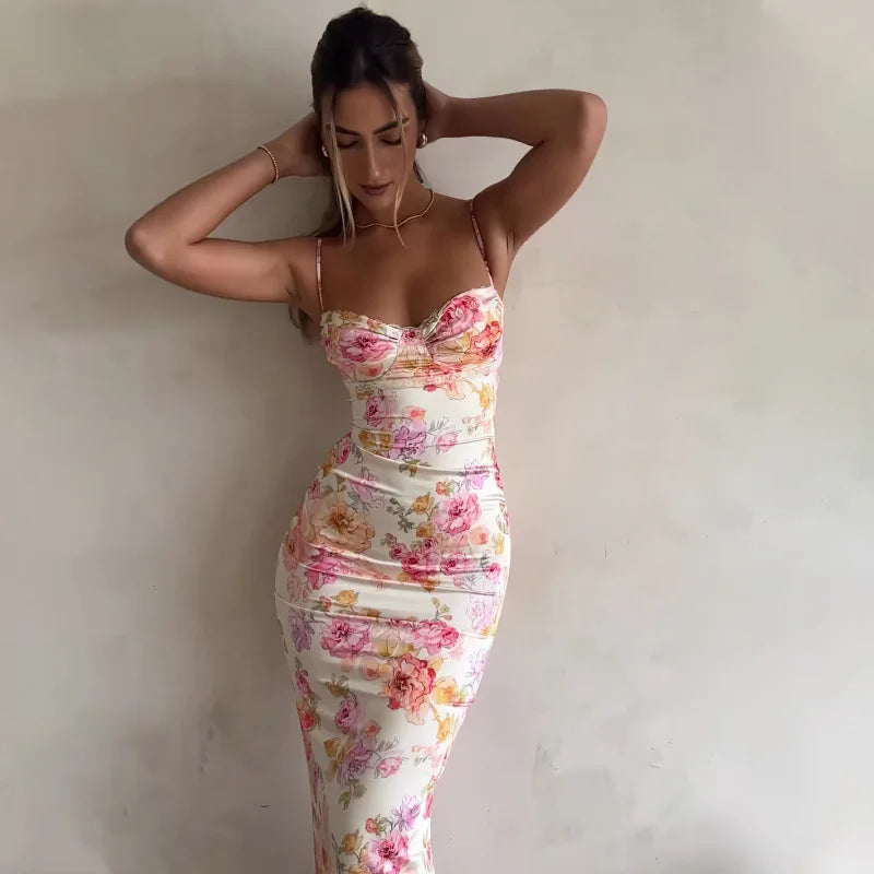 Strapless Floral Midi Dress | Elegant & Feminine | Perfect for Special Occasions