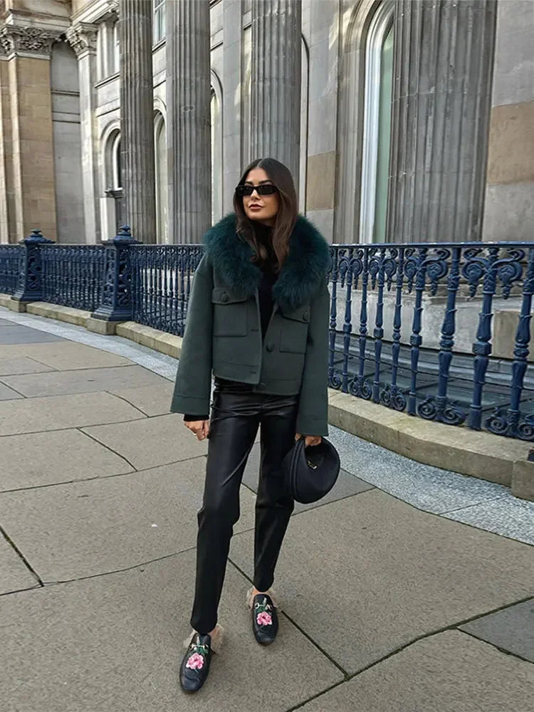 Wool Jacket with Faux Fur Collar | Chic & Warm | Timeless Elegance