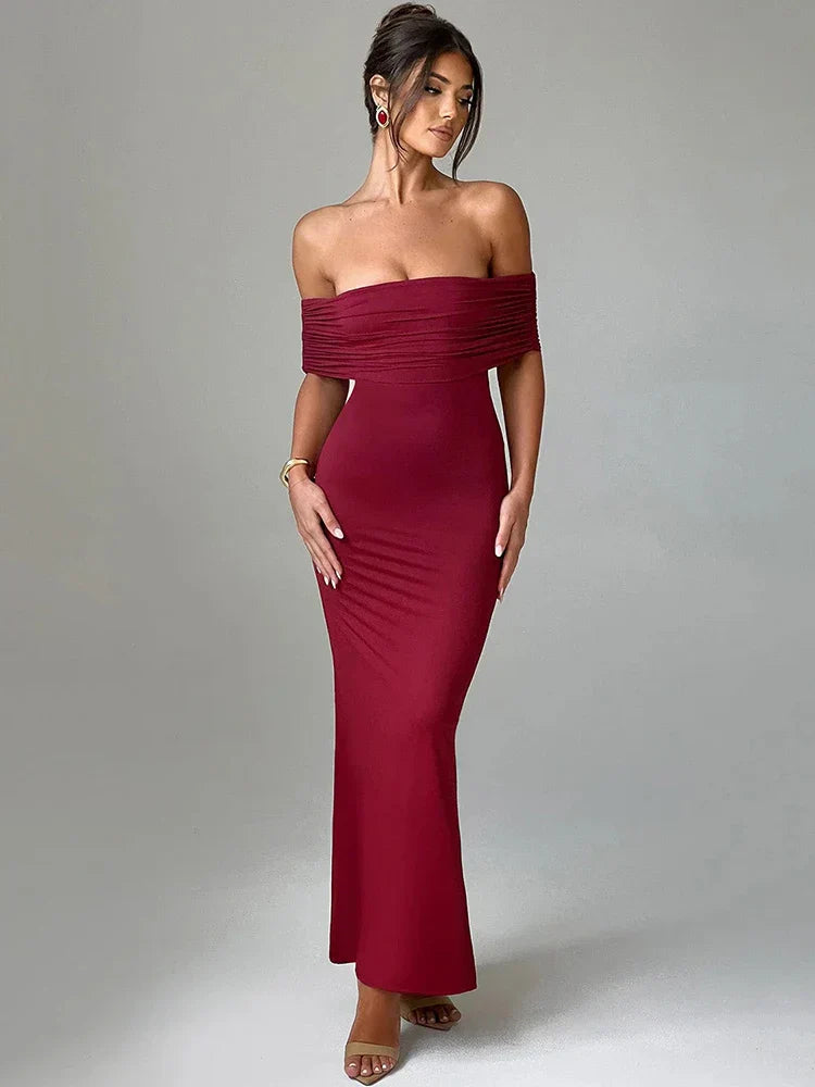 Off-Shoulder Open-Back Maxi Dress | Elegant & Sophisticated | Formal Evening Wear