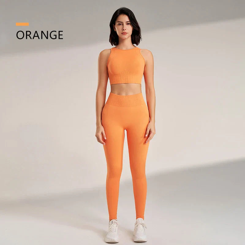 Seamless Crop Top & High-Waisted Leggings Set | Sculpting & Supportive | Perfect for Activewear